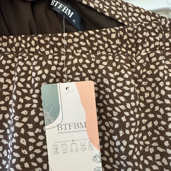 Women's High Low Boho Floral Ruffle Maxi Skirt Coffee Brown - Picture 6 of 8